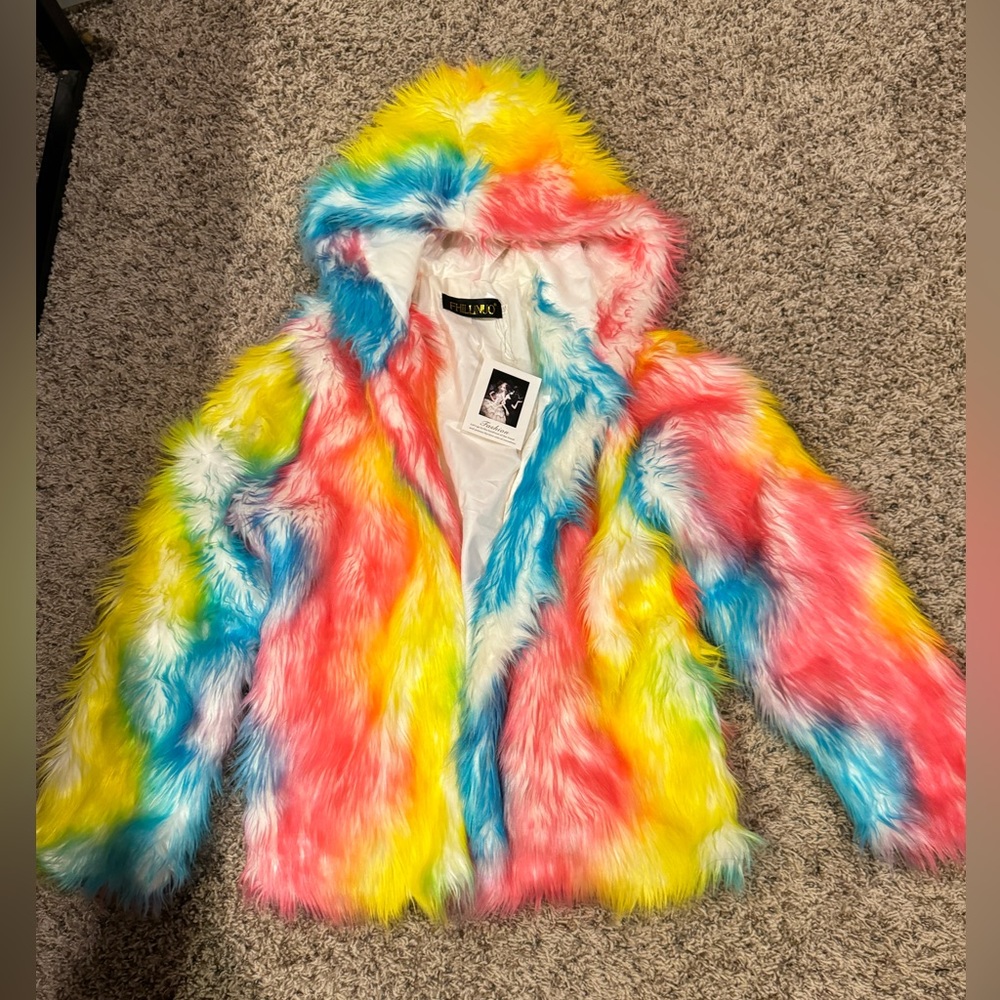 Colorful unique faux fur jacket/coat